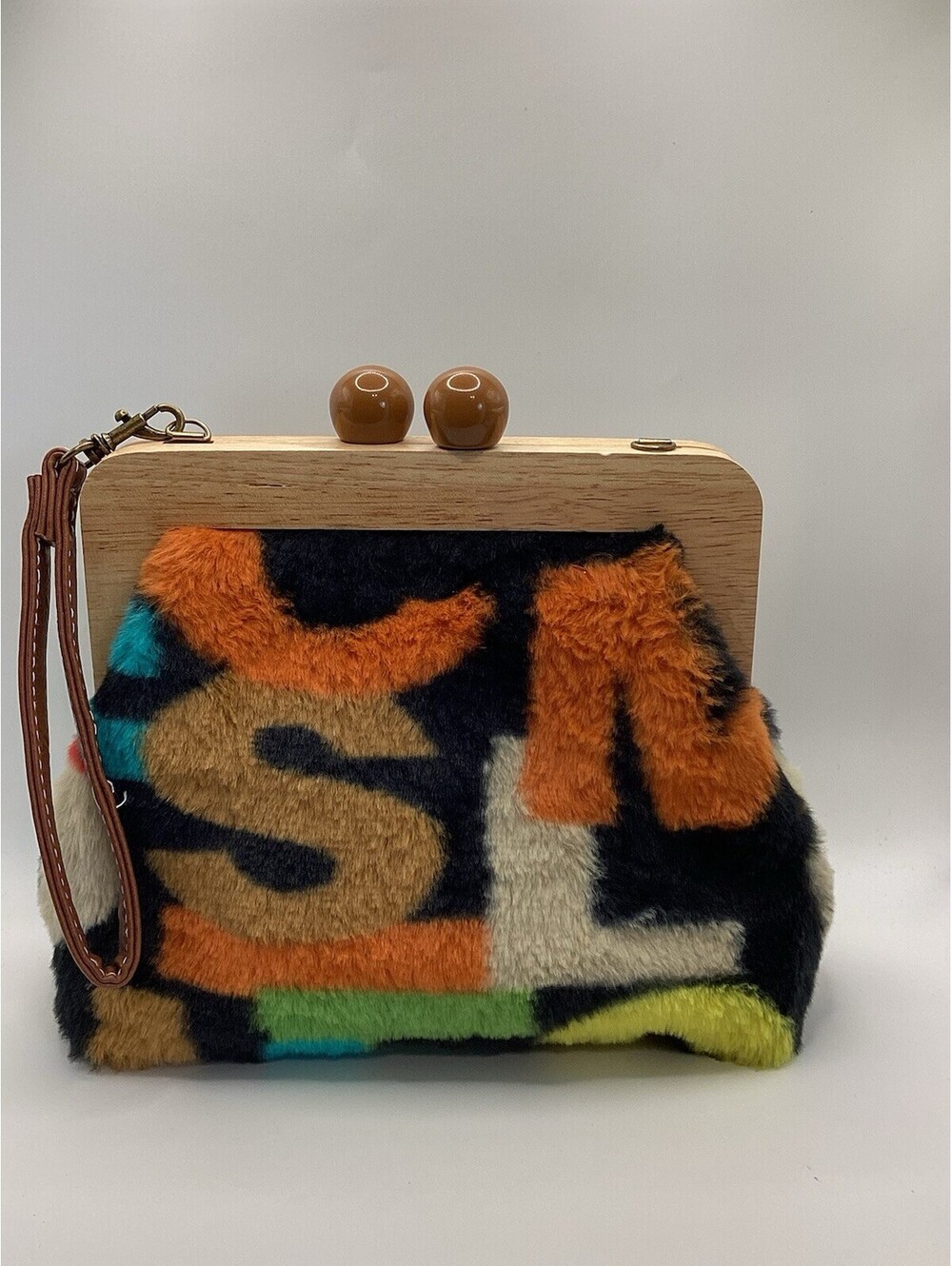 Plush Faux Fur Kisslock Purse Clutch